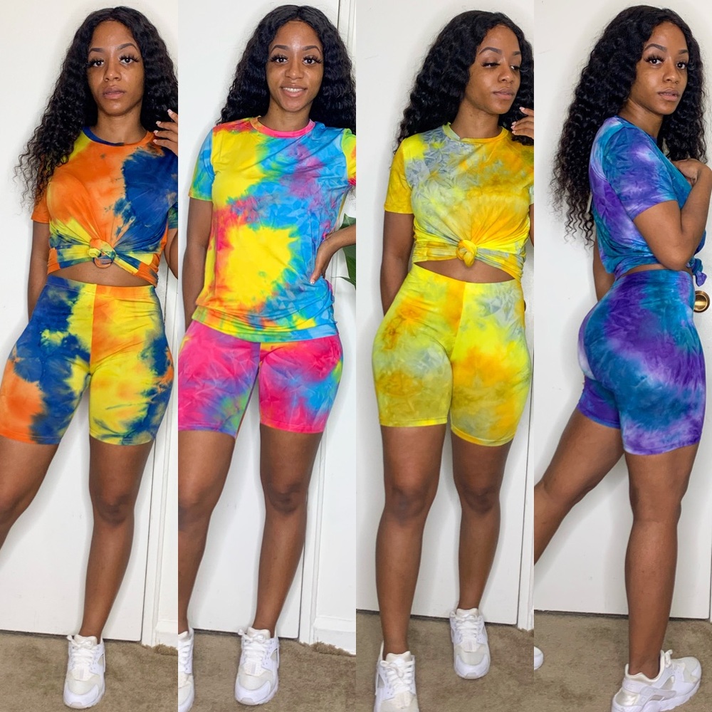 **SOLD** Tie Dye Cycling Short Set